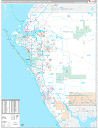 North Port-Sarasota-Bradenton Metro Area Wall Map Premium Style 2024